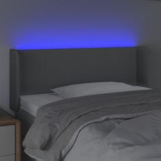 Greatstore Čelo postele s LED světle šedé 103 x 16 x 78/88 cm textil