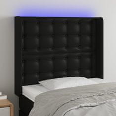 Greatstore Čelo postele s LED černé 83 x 16 x 118/128 cm umělá kůže