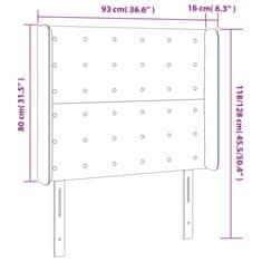 Vidaxl Čelo postele typu ušák černé 93x16x118/128 cm samet