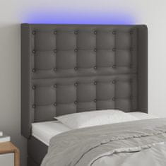 Greatstore Čelo postele s LED šedé 93 x 16 x 118/128 cm umělá kůže