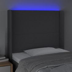 Greatstore Čelo postele s LED černé 103 x 16 x 118/128 cm textil