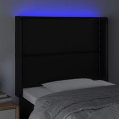 Greatstore Čelo postele s LED černé 103 x 16 x 118/128 cm umělá kůže