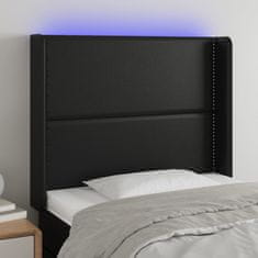 Greatstore Čelo postele s LED černé 103 x 16 x 118/128 cm umělá kůže