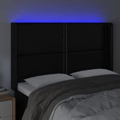 Greatstore Čelo postele s LED černé 147 x 16 x 118/128 cm umělá kůže