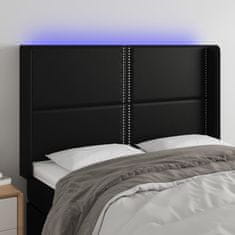 Greatstore Čelo postele s LED černé 147 x 16 x 118/128 cm umělá kůže