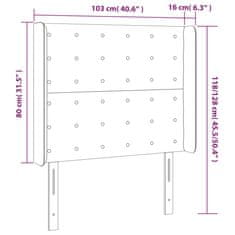 Greatstore Čelo postele s LED tmavě hnědé 103 x 16 x 118/128 cm textil