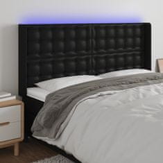 Greatstore Čelo postele s LED černé 163 x 16 x 118/128 cm umělá kůže