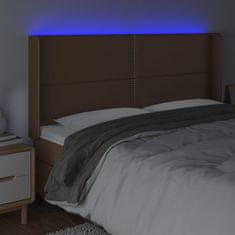 Greatstore Čelo postele s LED hnědé 183 x 16 x 118/128 cm umělá kůže