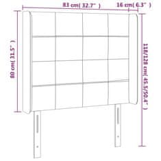 Greatstore Čelo postele s LED světle šedé 83 x 16 x 118/128 cm textil