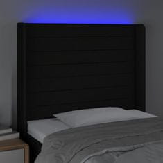 Greatstore Čelo postele s LED černé 103 x 16 x 118/128 cm textil