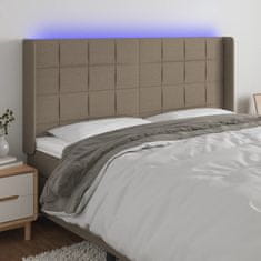 Greatstore Čelo postele s LED taupe 183x16x118/128 cm textil