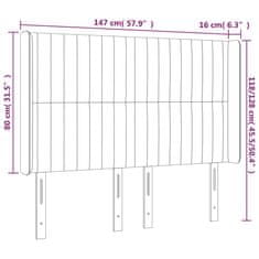 Greatstore Čelo postele s LED tmavě modré 147 x 16 x 118/128 cm samet