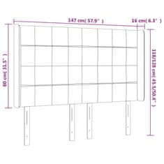 Greatstore Čelo postele s LED tmavě modré 147 x 16 x 118/128 cm samet