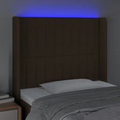 Greatstore Čelo postele s LED tmavě hnědé 93 x 16 x 118/128 cm textil