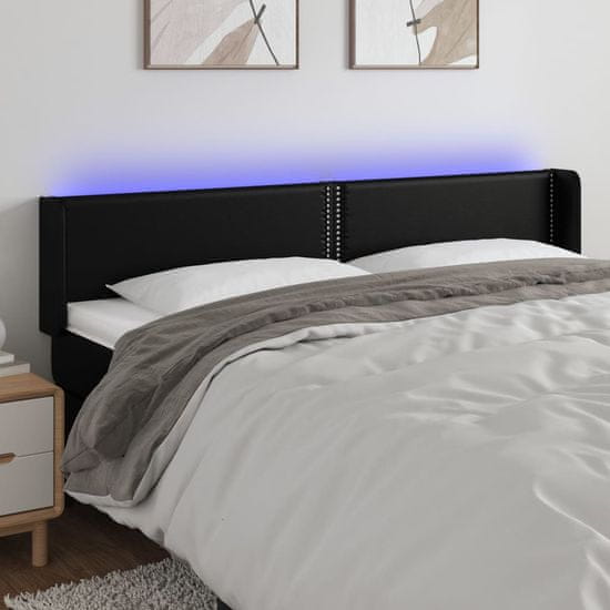 Vidaxl Čelo postele s LED černé 163 x 16 x 78/88 cm umělá kůže