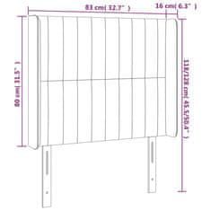 Greatstore Čelo postele s LED světle šedé 83 x 16 x 118/128 cm samet