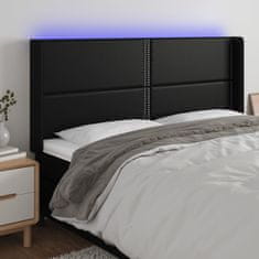 Greatstore Čelo postele s LED černé 183 x 16 x 118/128 cm umělá kůže