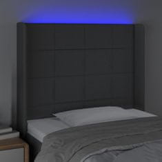 Greatstore Čelo postele s LED tmavě šedé 103 x 16 x 118/128 cm textil