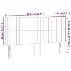 Greatstore Čelo postele s LED růžové 163 x 16 x 118/128 cm samet