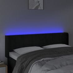 Greatstore Čelo postele s LED černé 147 x 16 x 78/88 cm samet