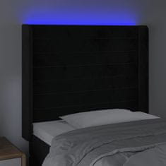 Greatstore Čelo postele s LED černé 83 x 16 x 118/128 cm samet