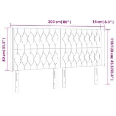 Greatstore Čelo postele s LED tmavě šedé 203 x 16 x 118/128 cm samet