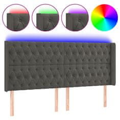 Greatstore Čelo postele s LED tmavě šedé 203 x 16 x 118/128 cm samet