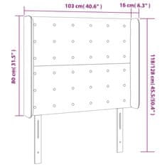 Greatstore Čelo postele s LED tmavě šedé 103 x 16 x 118/128 cm textil