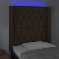 Greatstore Čelo postele s LED tmavě hnědé 83 x 16 x 118/128 cm textil