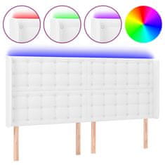 Greatstore Čelo postele s LED bílé 203 x 16 x 118/128 cm umělá kůže