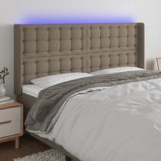 Greatstore Čelo postele s LED taupe 163 x 16 x 118/128 cm textil