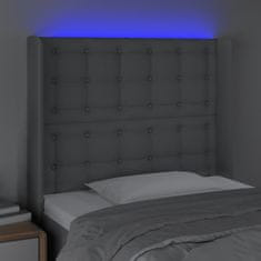 Greatstore Čelo postele s LED světle šedé 93x16x118/128 cm textil