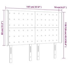 Greatstore Čelo postele s LED tmavě modré 147 x 16 x 118/128 cm samet