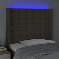 Greatstore Čelo postele s LED taupe 103 x 16 x 118/128 cm textil