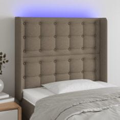 Greatstore Čelo postele s LED taupe 103 x 16 x 118/128 cm textil