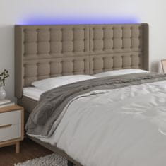 Greatstore Čelo postele s LED taupe 203 x 16 x 118/128 cm textil