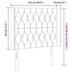 Greatstore Čelo postele s LED světle šedé 103 x 16 x 118/128 cm samet