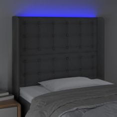 Greatstore Čelo postele s LED tmavě šedé 83 x 16 x 118/128 cm textil