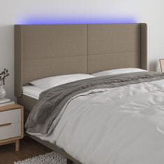 Greatstore Čelo postele s LED taupe 203 x 16 x 118/128 cm textil