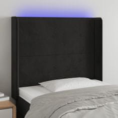 Greatstore Čelo postele s LED černé 83 x 16 x 118/128 cm samet