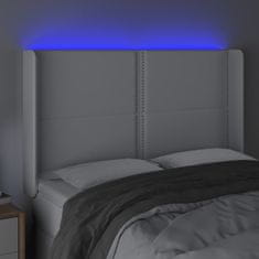 Greatstore Čelo postele s LED bílé 147 x 16 x 118/128 cm umělá kůže