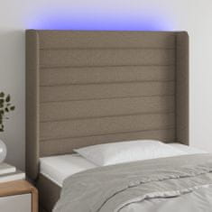 Greatstore Čelo postele s LED taupe 83 x 16 x 118/128 cm textil