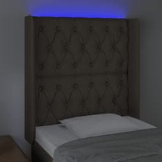 Greatstore Čelo postele s LED taupe 83 x 16 x 118/128 cm textil