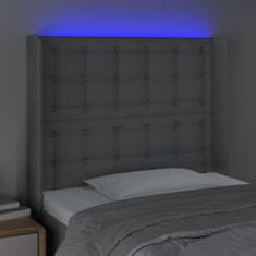 Greatstore Čelo postele s LED světle šedé 103x16x118/128 cm textil