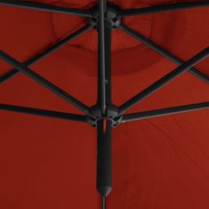 Greatstore Dvojitý slunečník s ocelovou tyčí 600 cm terakota