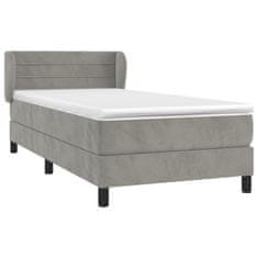 Greatstore Box spring postel s matrací světle šedá 90x200 cm samet