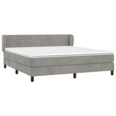 Greatstore Box spring postel s matrací světle šedá 160x200 cm samet