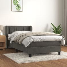 Greatstore Box spring postel s matrací tmavě šedá 90x200 cm samet