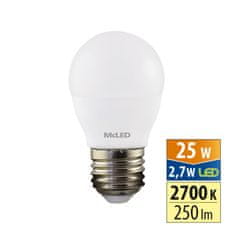 McLED LED žárovka kapka 2,7W, E27, 2700K, CRI80, vyz. úhel 200°, ɸ use 360° 250lm