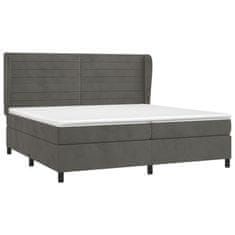 Greatstore Box spring postel s matrací tmavě šedá 200x200 cm samet